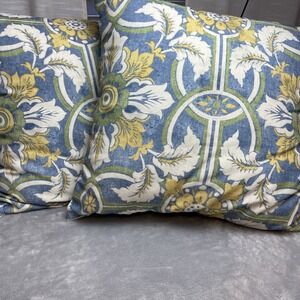 Set‎ of 2 Pottery Barn Indoor/Outdoor Pillows 24"x24" Floral Medallion Stuffed